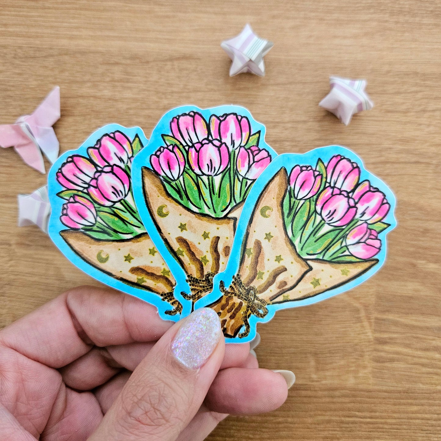 Starry Tulip Bouquet Vinyl Sticker