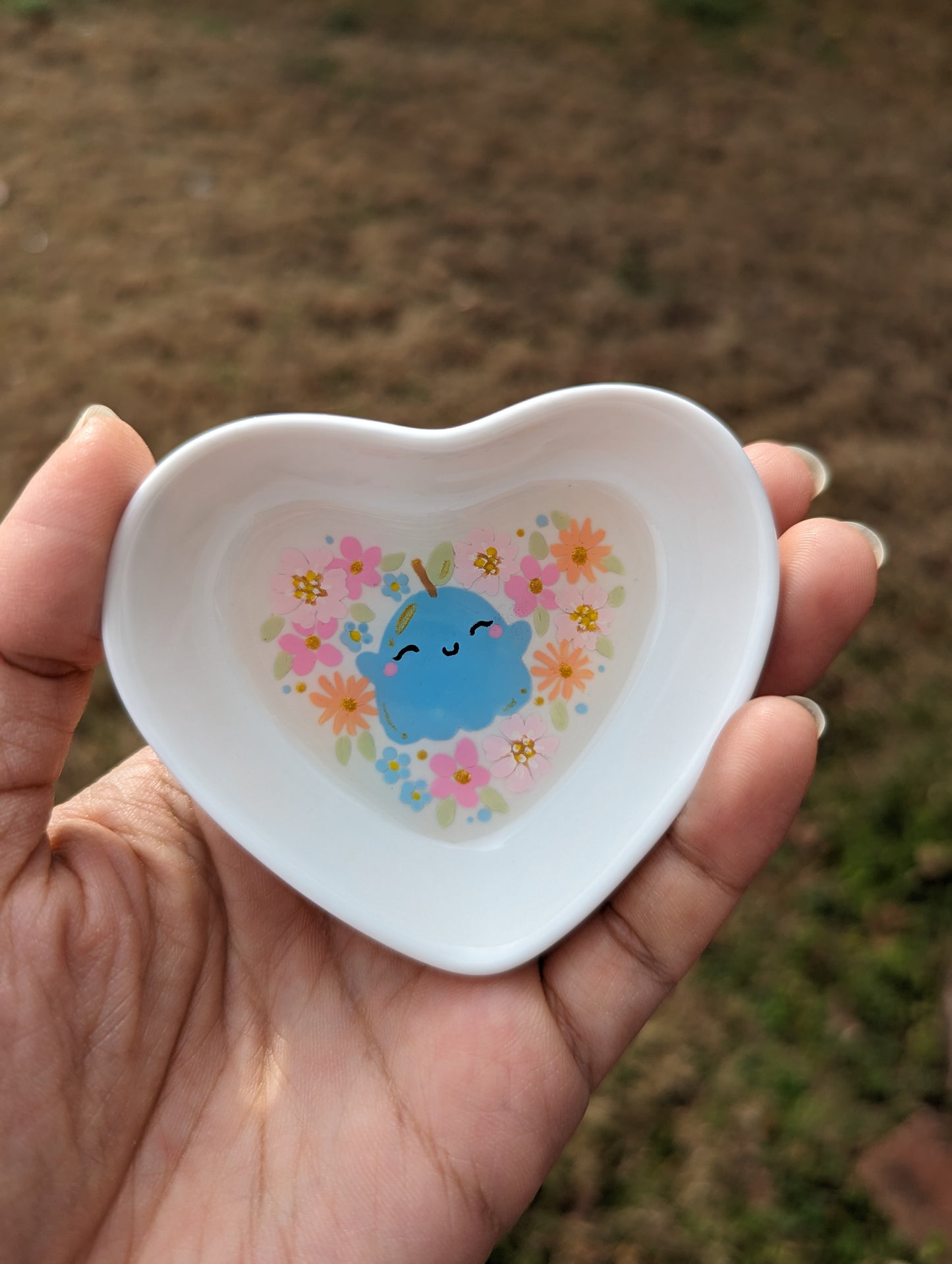 Booberry Hand painted Heart Trinket Tray