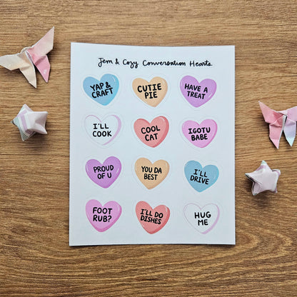 SALE Conversation Hearts Journal Sticker Sheet