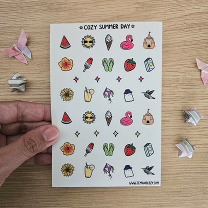 Cozy Summer Day Clear Vinyl Deco Sticker Sheet (4x6")