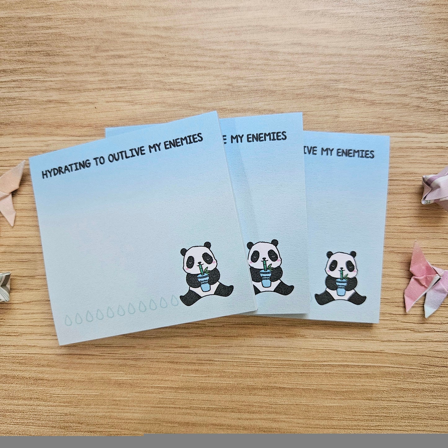 Hydrating to Outlive My Enemies Panda Sticky Notes