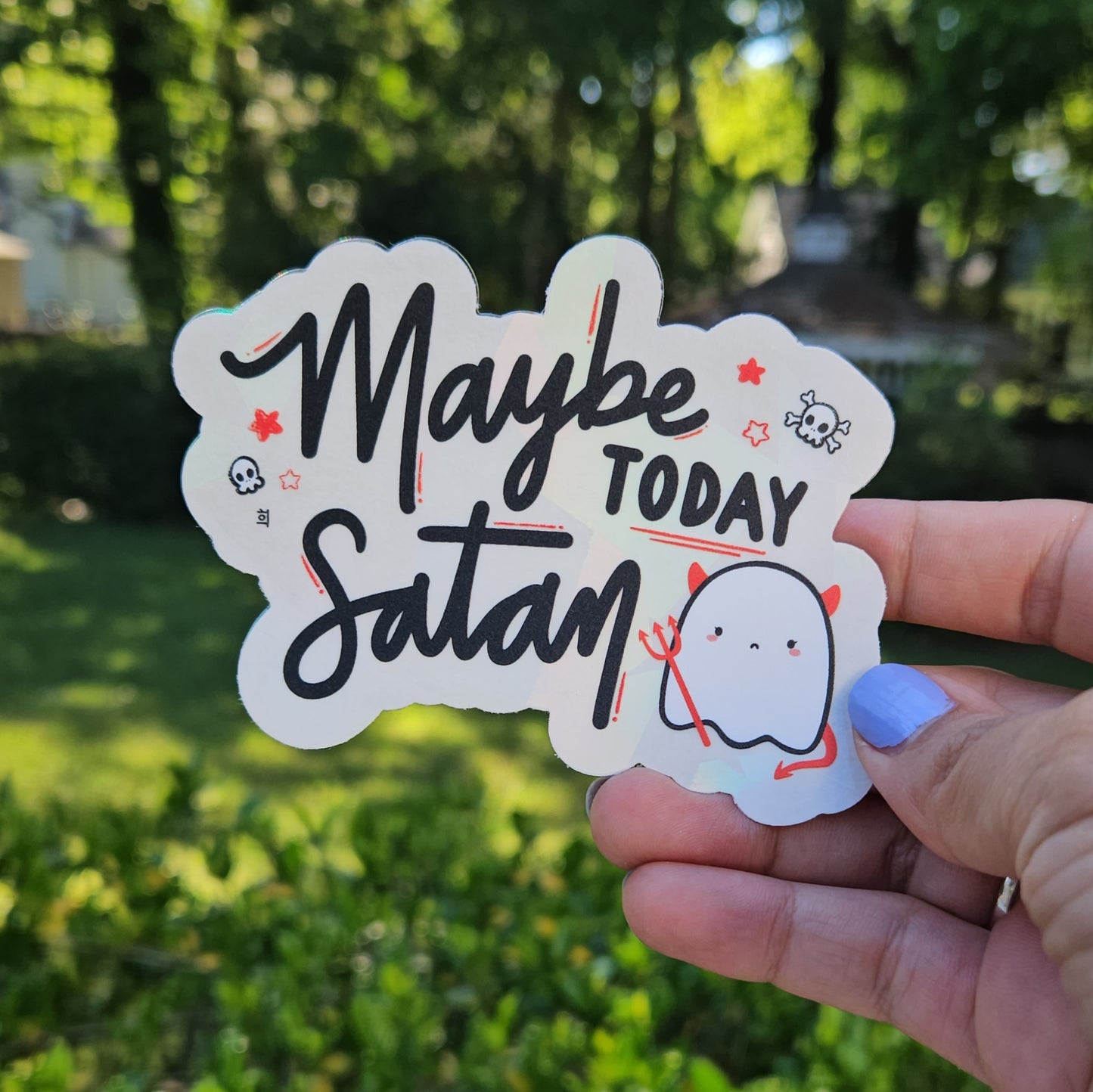 Maybe Today Satan Rainbow Decal Suncatcher