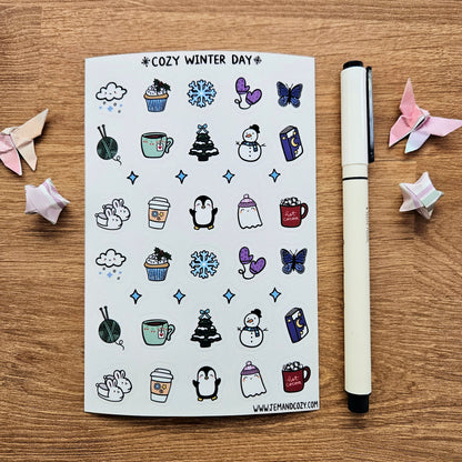 Cozy Winter Day Clear Vinyl Deco Sticker Sheet (4x6")