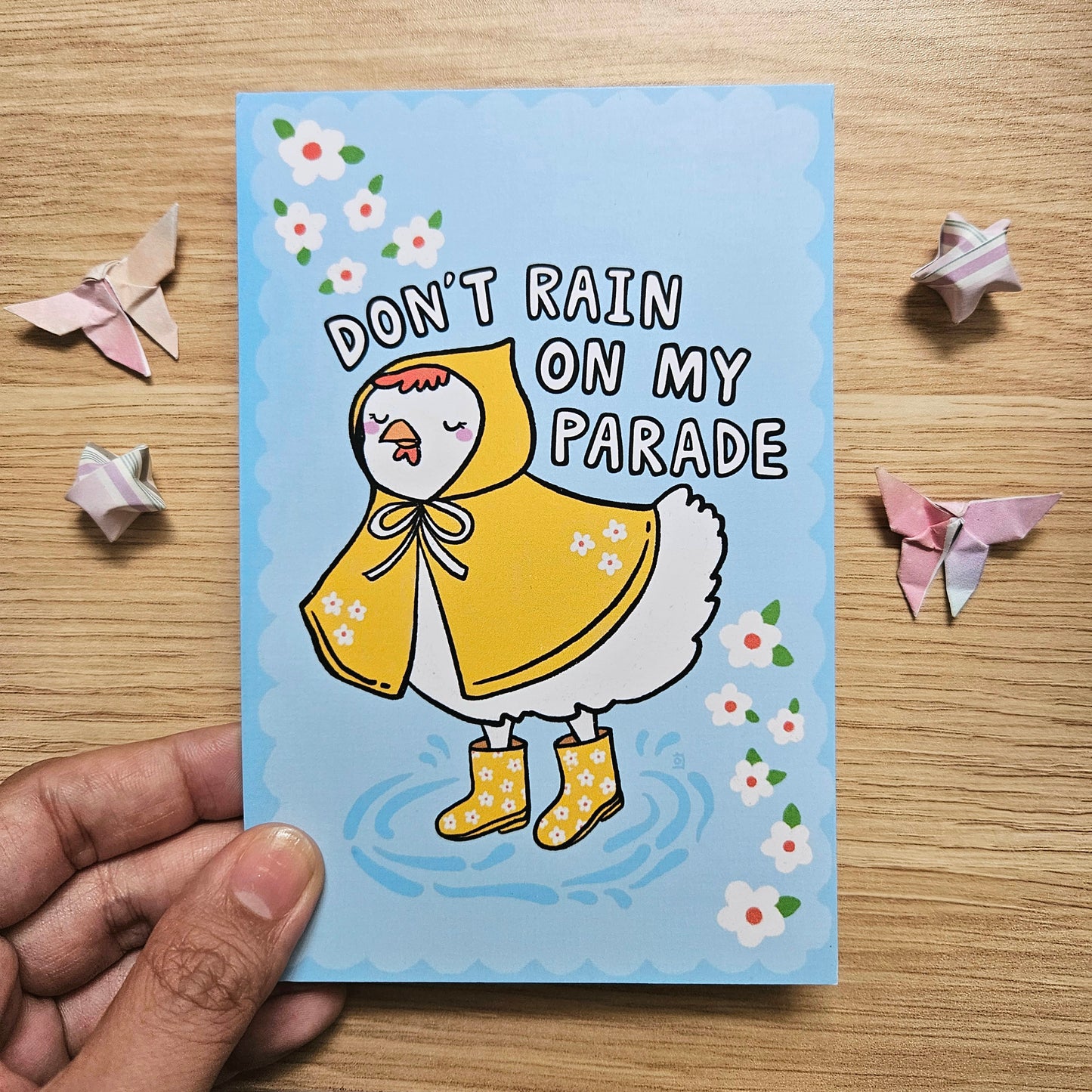 Don't Rain on my Parade Chicken Art Post Card (4x6")