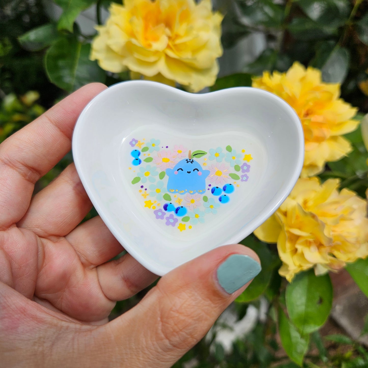 Booberry Hand painted Heart Trinket Tray