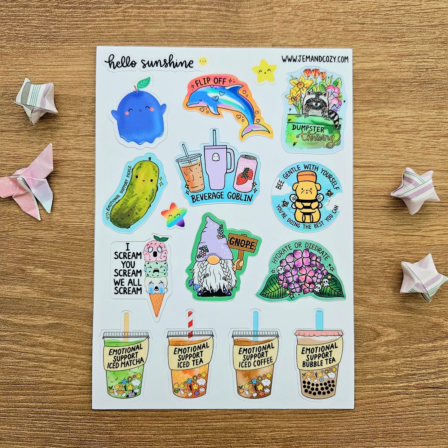 Hello Sunshine Vinyl Sticker Sheet (4x6")