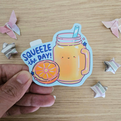 Squeeze the Day Orange Juice Vinyl Sticker