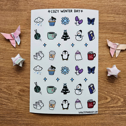 Cozy Winter Day Clear Vinyl Deco Sticker Sheet (4x6")