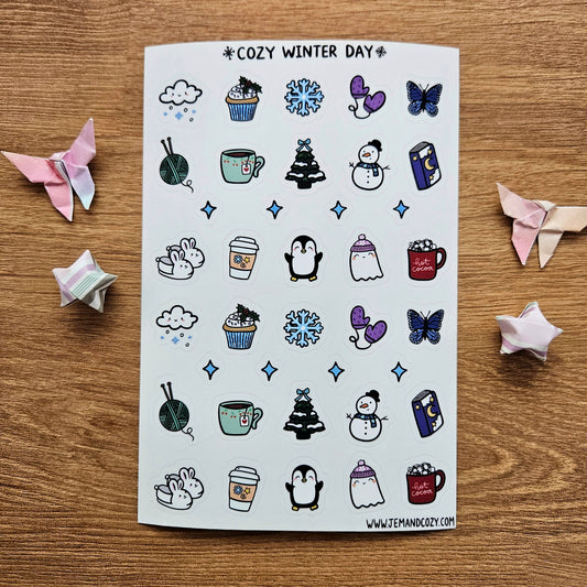 Cozy Winter Day Clear Vinyl Deco Sticker Sheet (4x6")