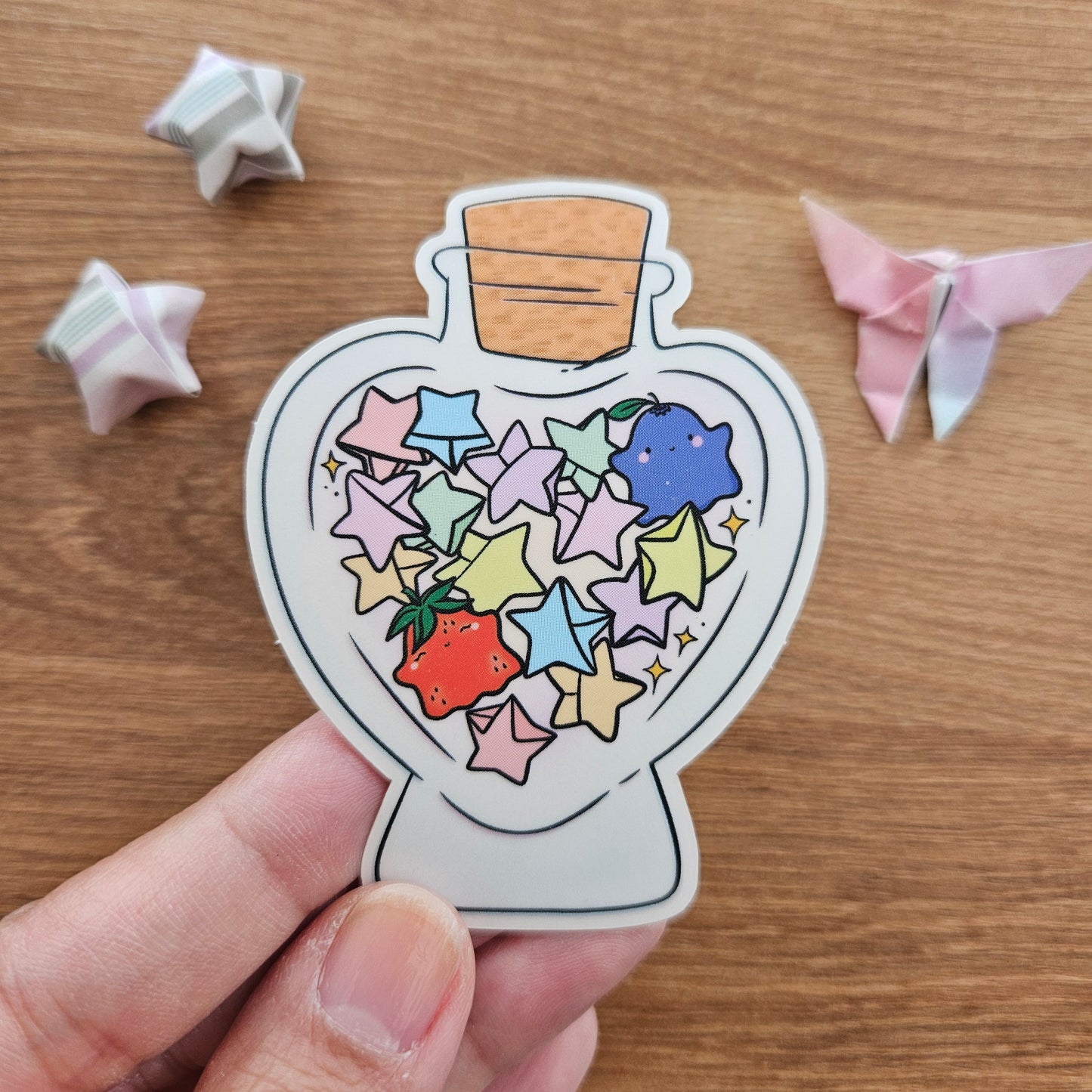 Lucky Wishing Star Jar Clear Vinyl Sticker