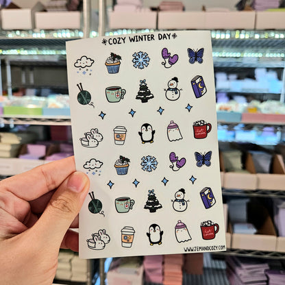 Cozy Winter Day Clear Vinyl Deco Sticker Sheet (4x6")