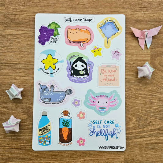 Self Care Time Vinyl Sticker Sheet (4x6")