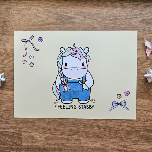 Feeling Stabby Unicorn Art Print(5x7")