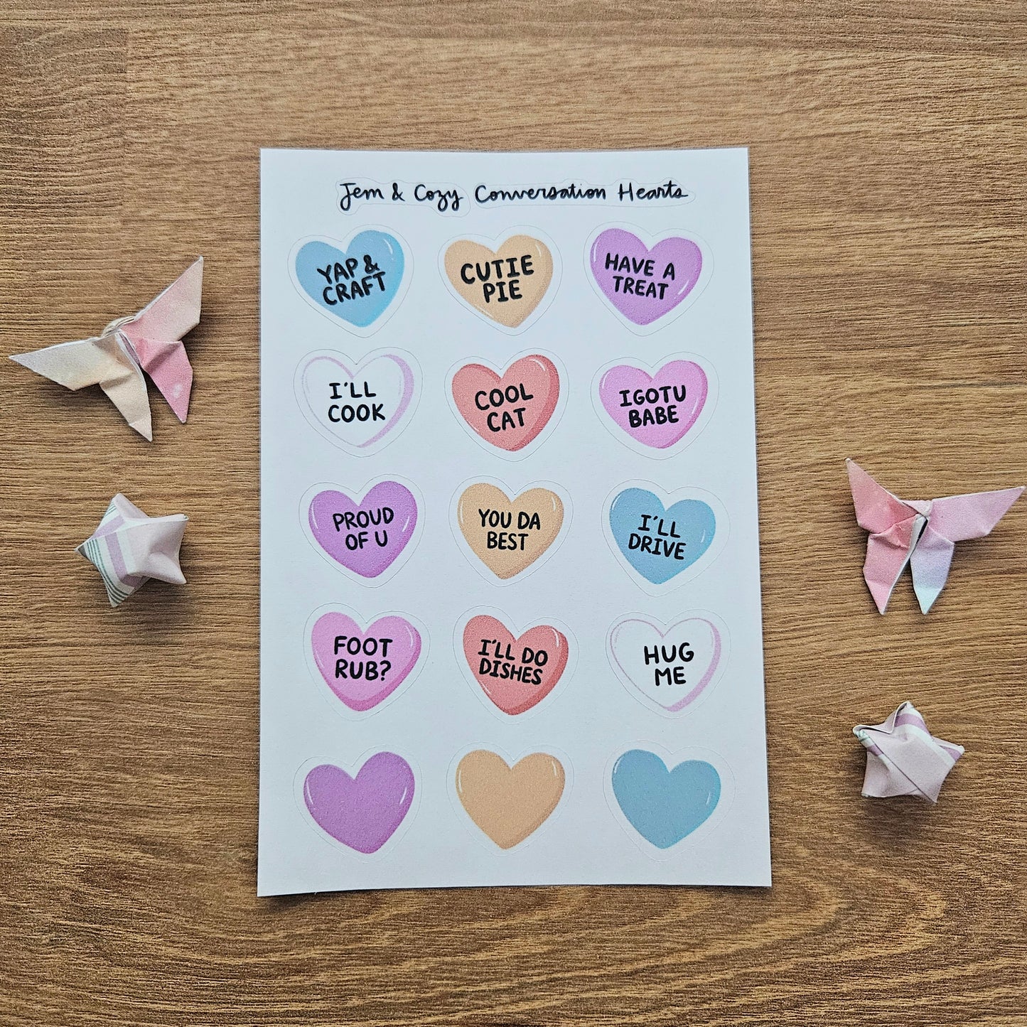 SALE Conversation Hearts Journal Sticker Sheet