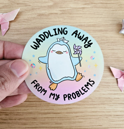 Waddling Away From My Problems Vinyl Sticker
