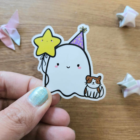 Star Balloon Safi Birthday Ghost Vinyl Sticker (4th Anniversary)