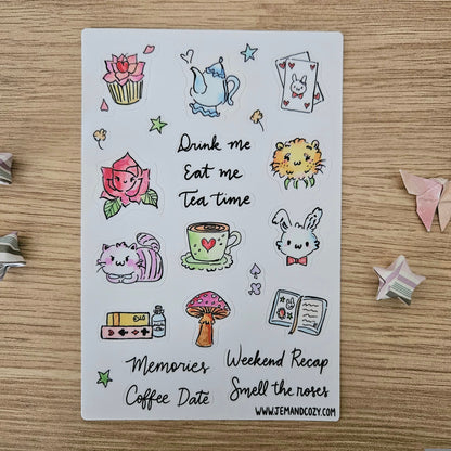 Journaling in Wonderland Vinyl Sticker Sheet (4x6")