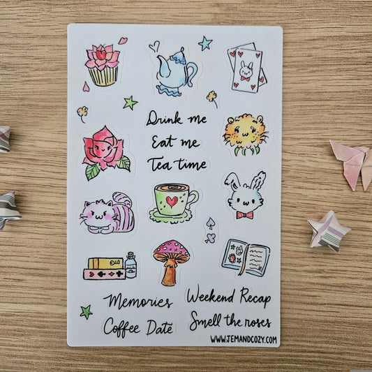 Journaling in Wonderland Vinyl Sticker Sheet (4x6")
