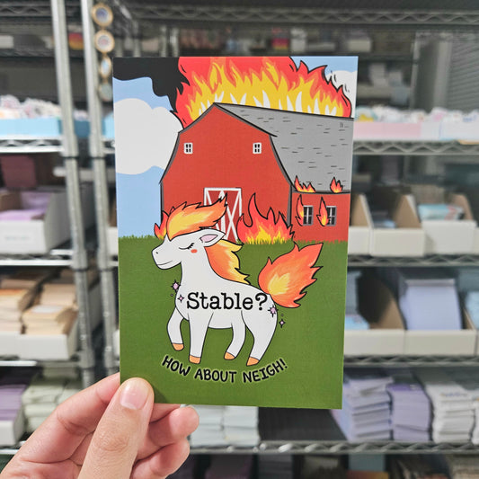 Stable? How About Neigh! Post Card Art Print(4x6")