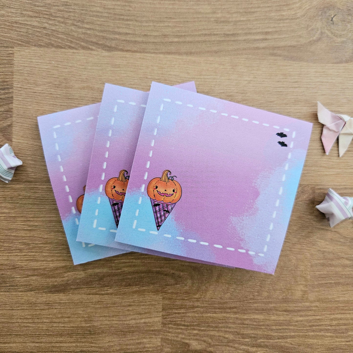 Batty Pumpkin Ice Cream Sticky Notes