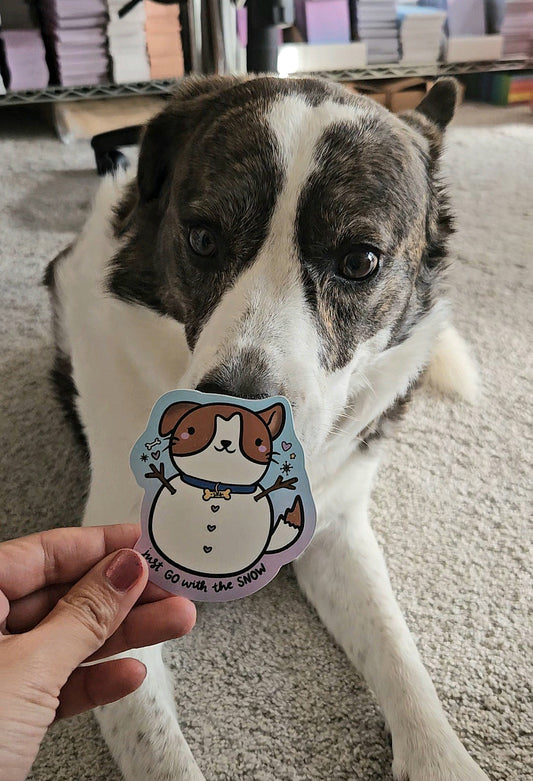 Snow Pup Safi: Just Go With the Snow Vinyl Sticker