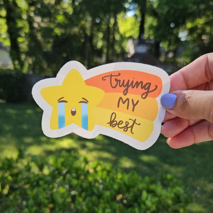 Trying My Best Shooting Star Rainbow Decal Suncatcher