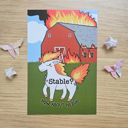 Stable? How About Neigh! Post Card Art Print(4x6")