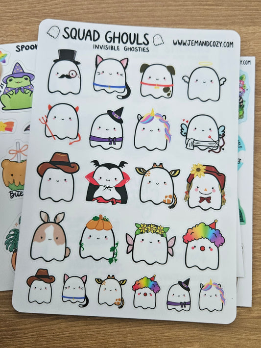 Invisible Ghosties Clear Vinyl Sticker Sheet (5x7")