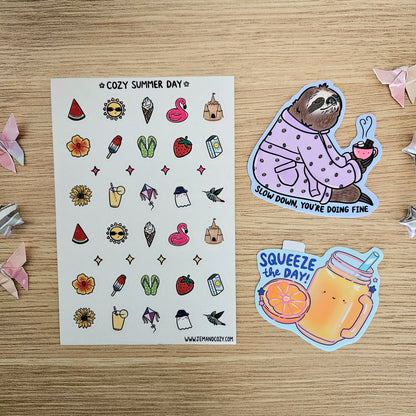 Cozy Summer Day Clear Vinyl Deco Sticker Sheet (4x6")