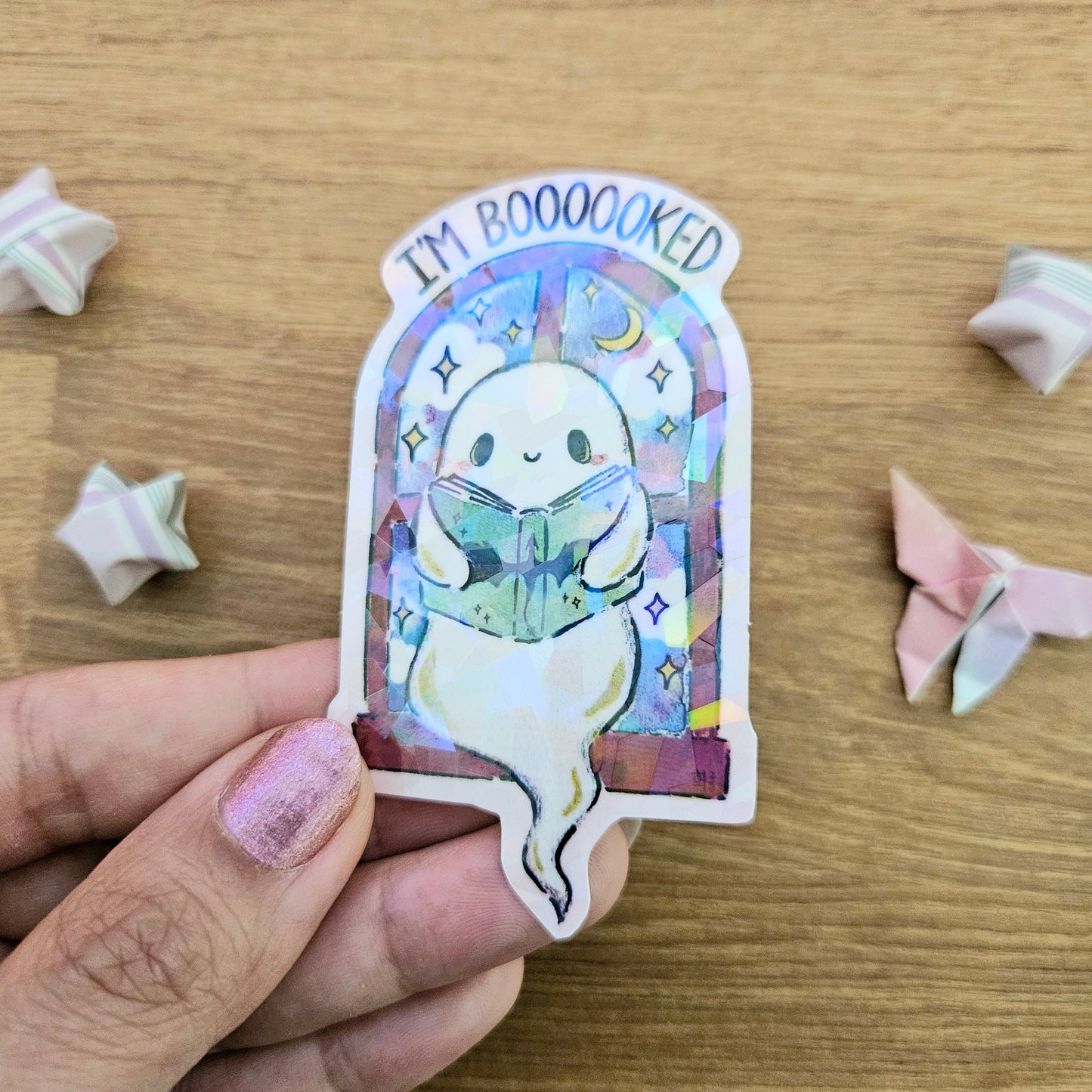 I'm Boooooked Holo Vinyl Sticker