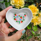 Hand painted Chicken and Strawberries Heart Trinket Tray