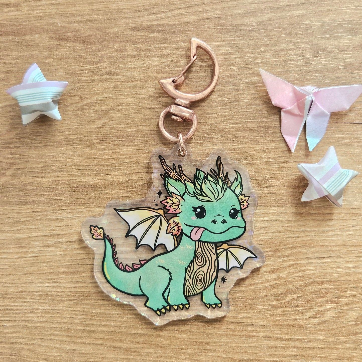 Wood Dragon Keychain