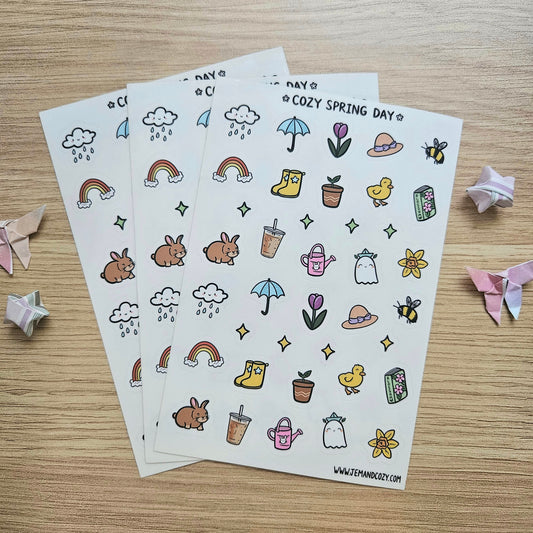 Cozy Spring Day Clear Vinyl Deco Sticker Sheet (4x6")