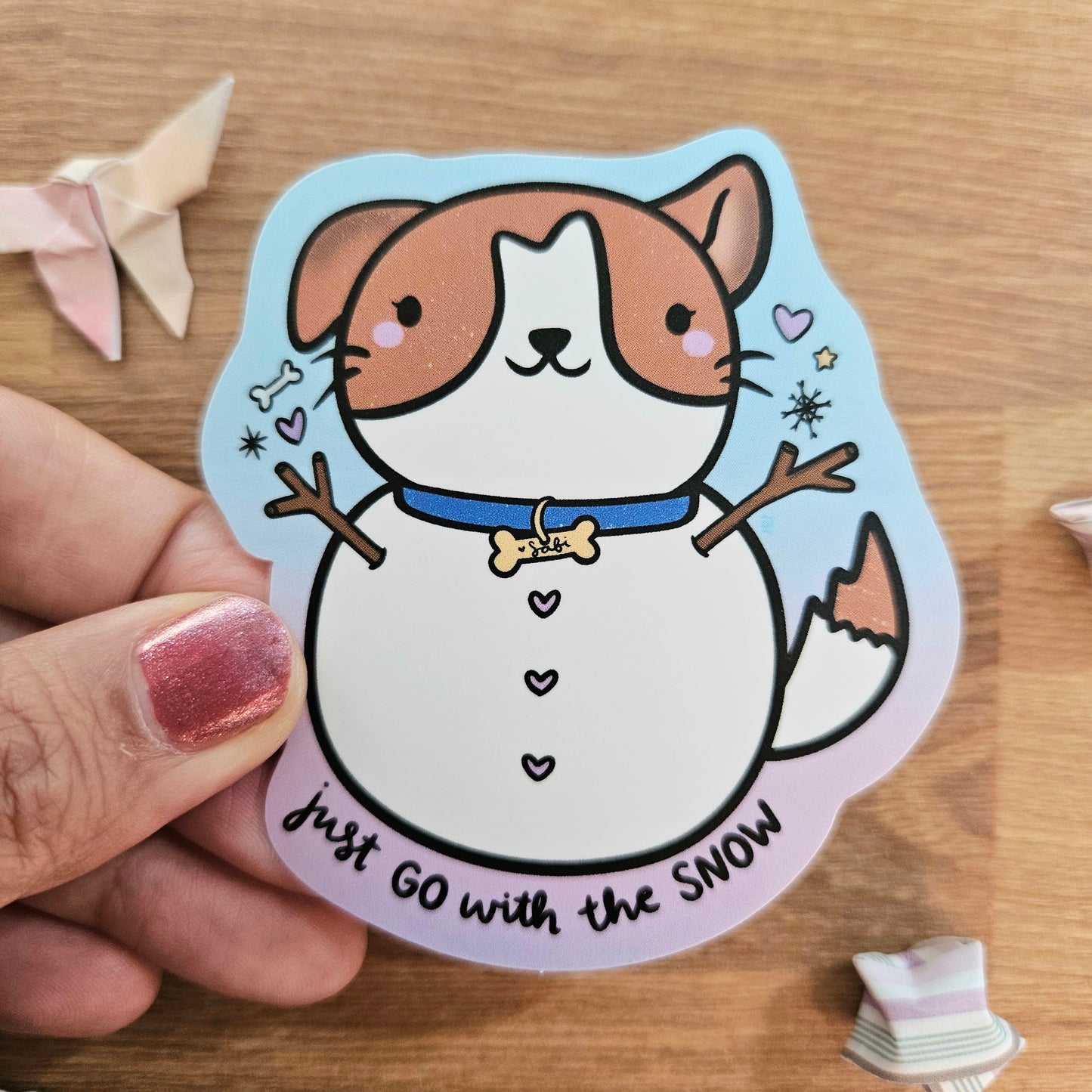 Snow Pup Safi: Just Go With the Snow Vinyl Sticker