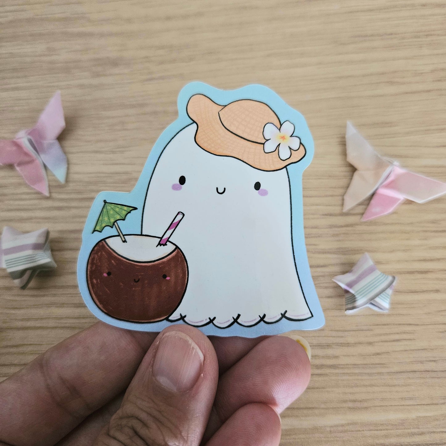 Vacation Ghostie Vinyl Sticker (July Order Sticker Freebie!)