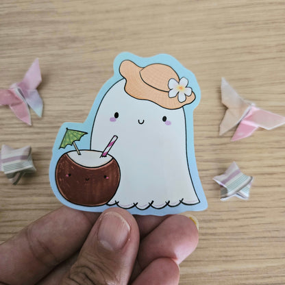 Vacation Ghostie Vinyl Sticker (July Order Sticker Freebie!)