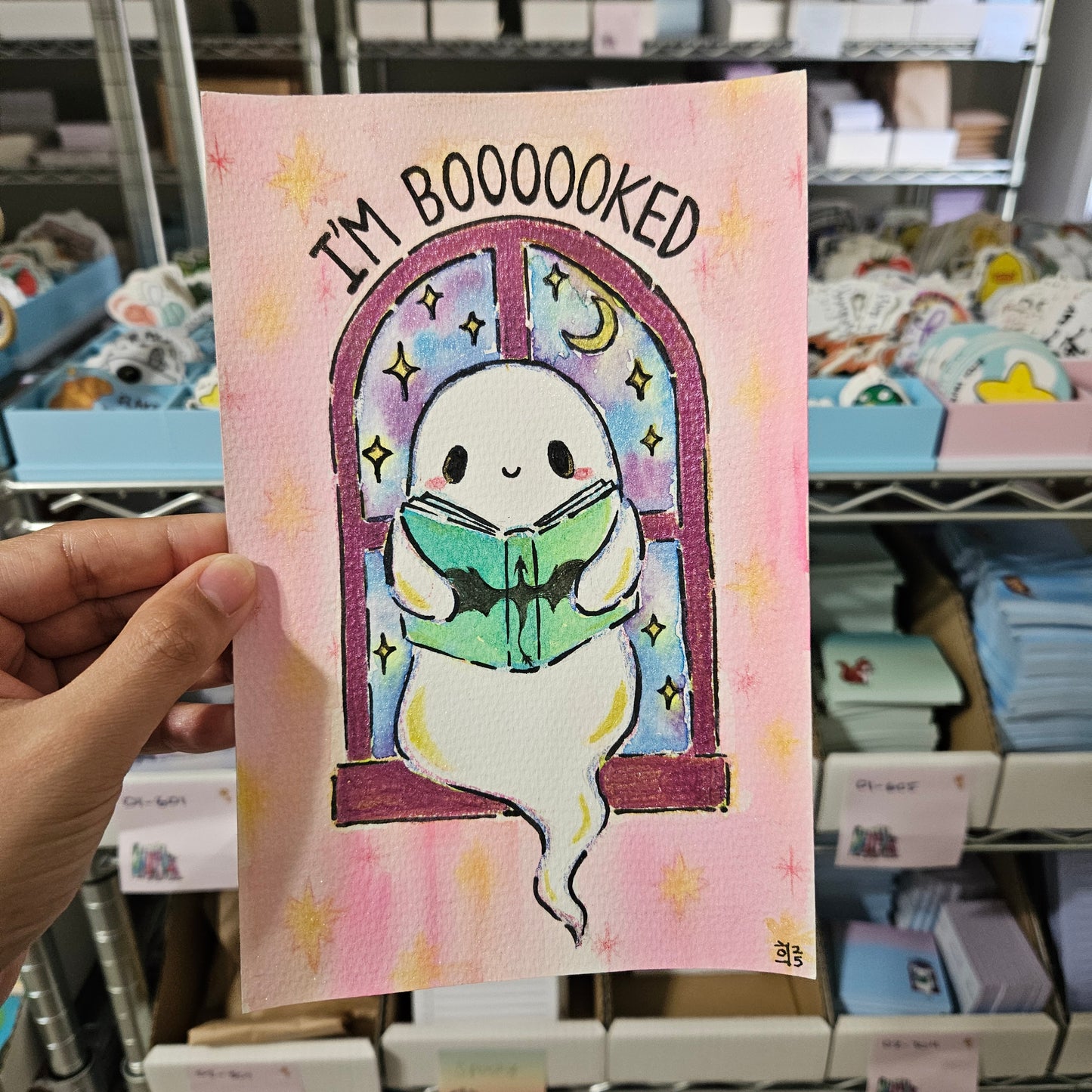 I'm Boooooked Watercolor Original Art
