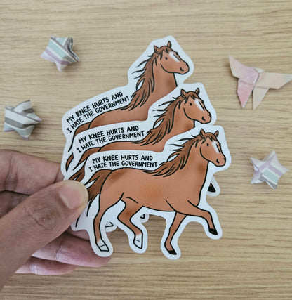 My Knee Hurts and I Hate the Government Horse Vinyl Sticker