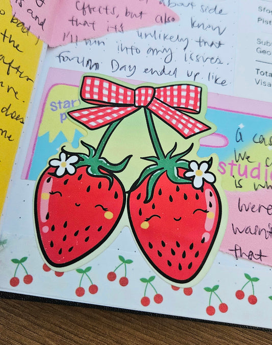 Picnic Strawberries Vinyl Sticker (August Order Freebie Sticker)