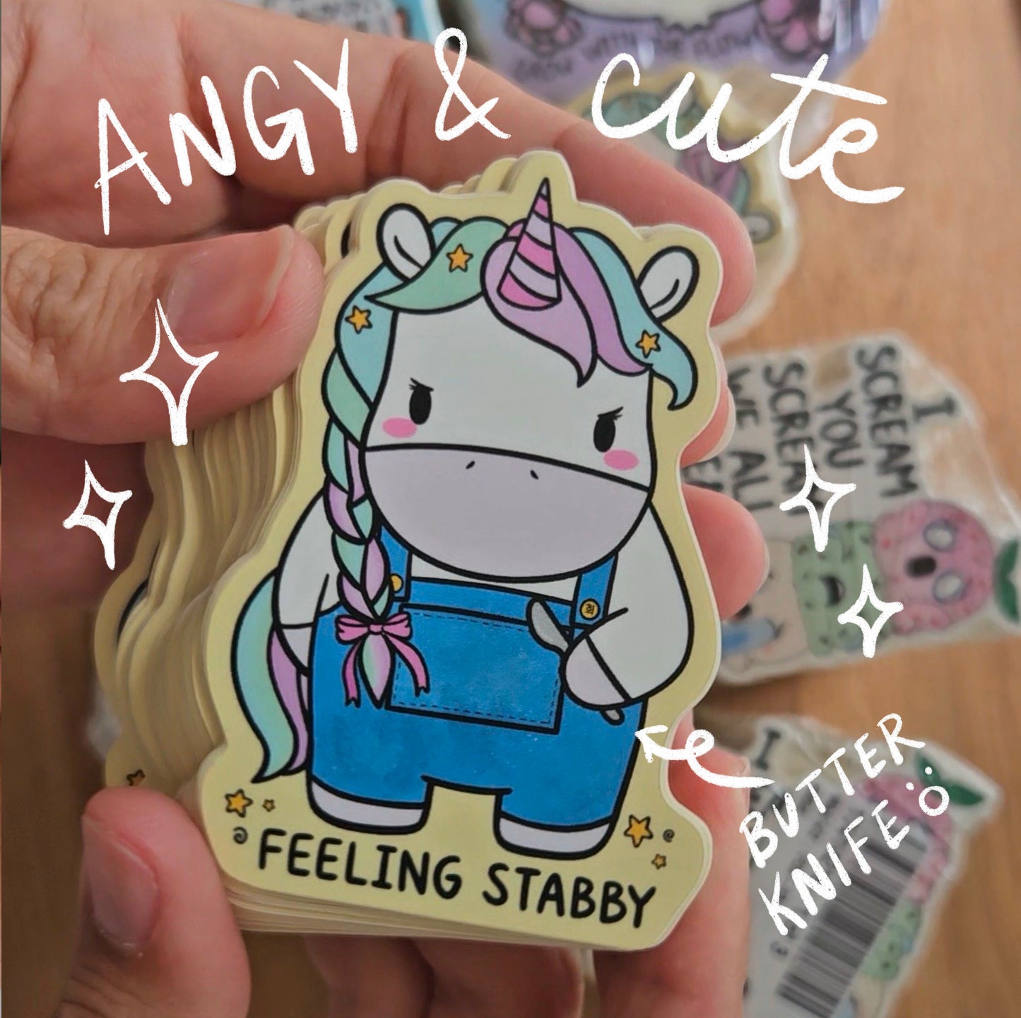 Feeling Stabby Unicorn Vinyl Sticker