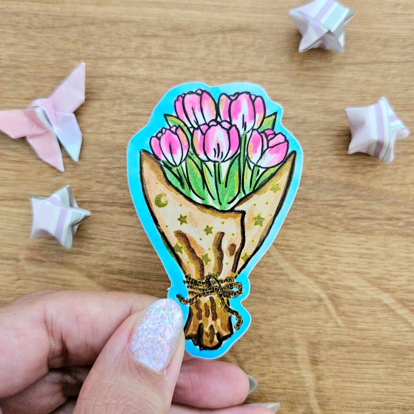 Starry Tulip Bouquet Vinyl Sticker