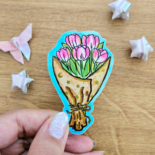 Starry Tulip Bouquet Vinyl Sticker
