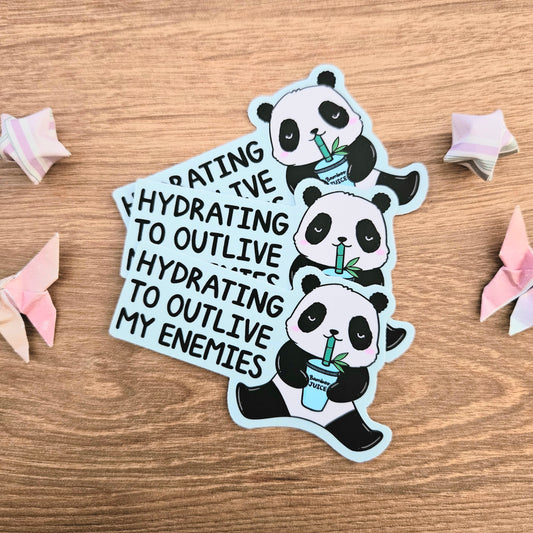 Hydrating to Outlive My Enemies Panda Vinyl Sticker