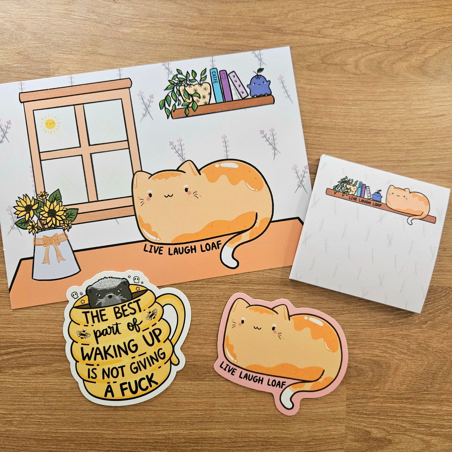 Live Laugh Loaf Cat Sticky Notes