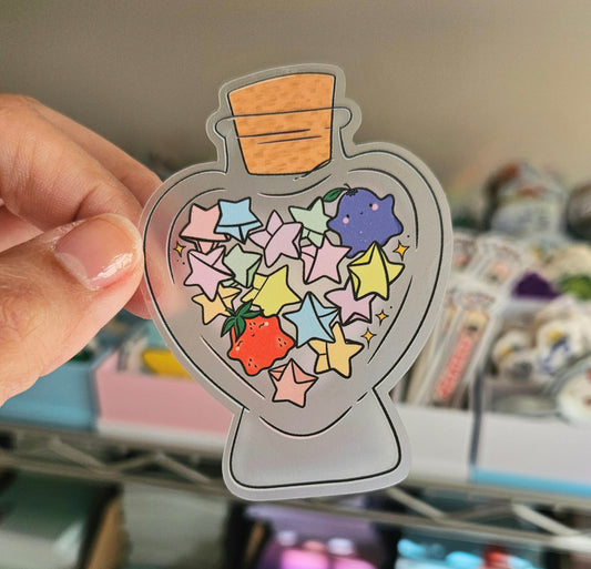 Lucky Wishing Star Jar Clear Vinyl Sticker