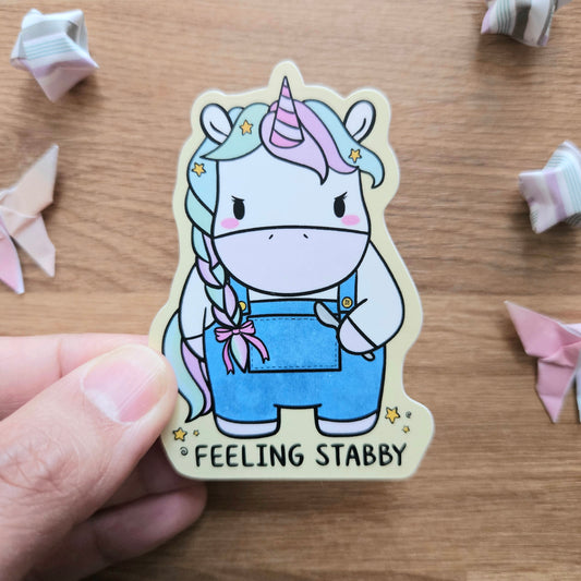 Feeling Stabby Unicorn Vinyl Sticker