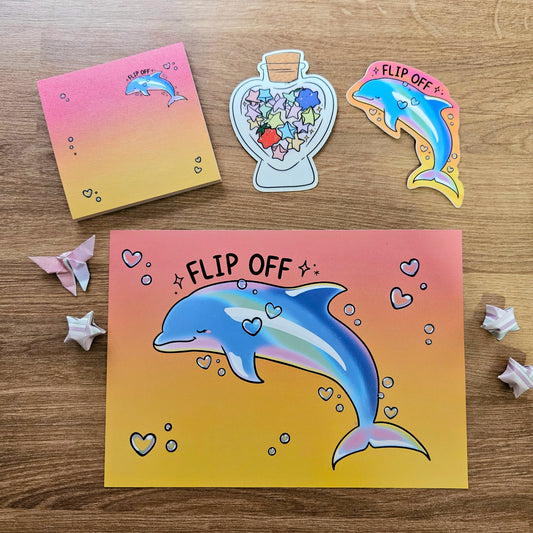 Flip Off Dolphin Vinyl Sticker