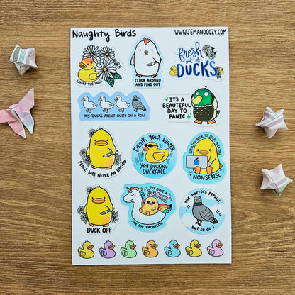 Naughty Birds Vinyl Sticker Sheet (4x6")