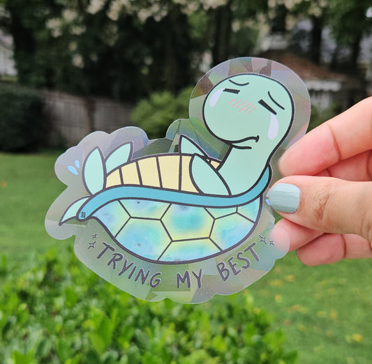 Trying My Best Turtle Rainbow Decal Suncatcher