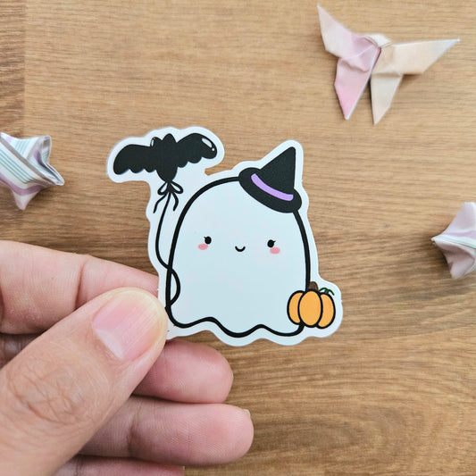 Bat Balloon Witch Ghost Vinyl Sticker